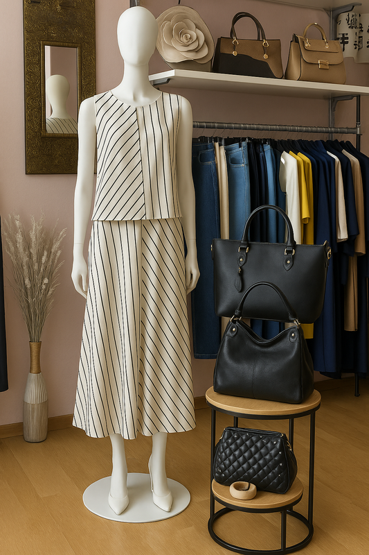 Conjunto de Chaleco y Falda a Rayas – Blanco y Negro | Tus Prendas Arganda del Rey